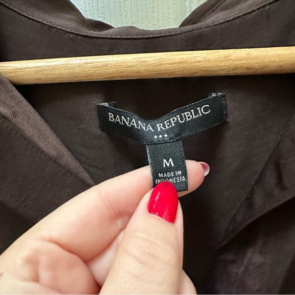 Banana Republic Chocolate Brown Dress SILKY CREPE SHIRTDRESS M Medium - Picture 3 of 9
